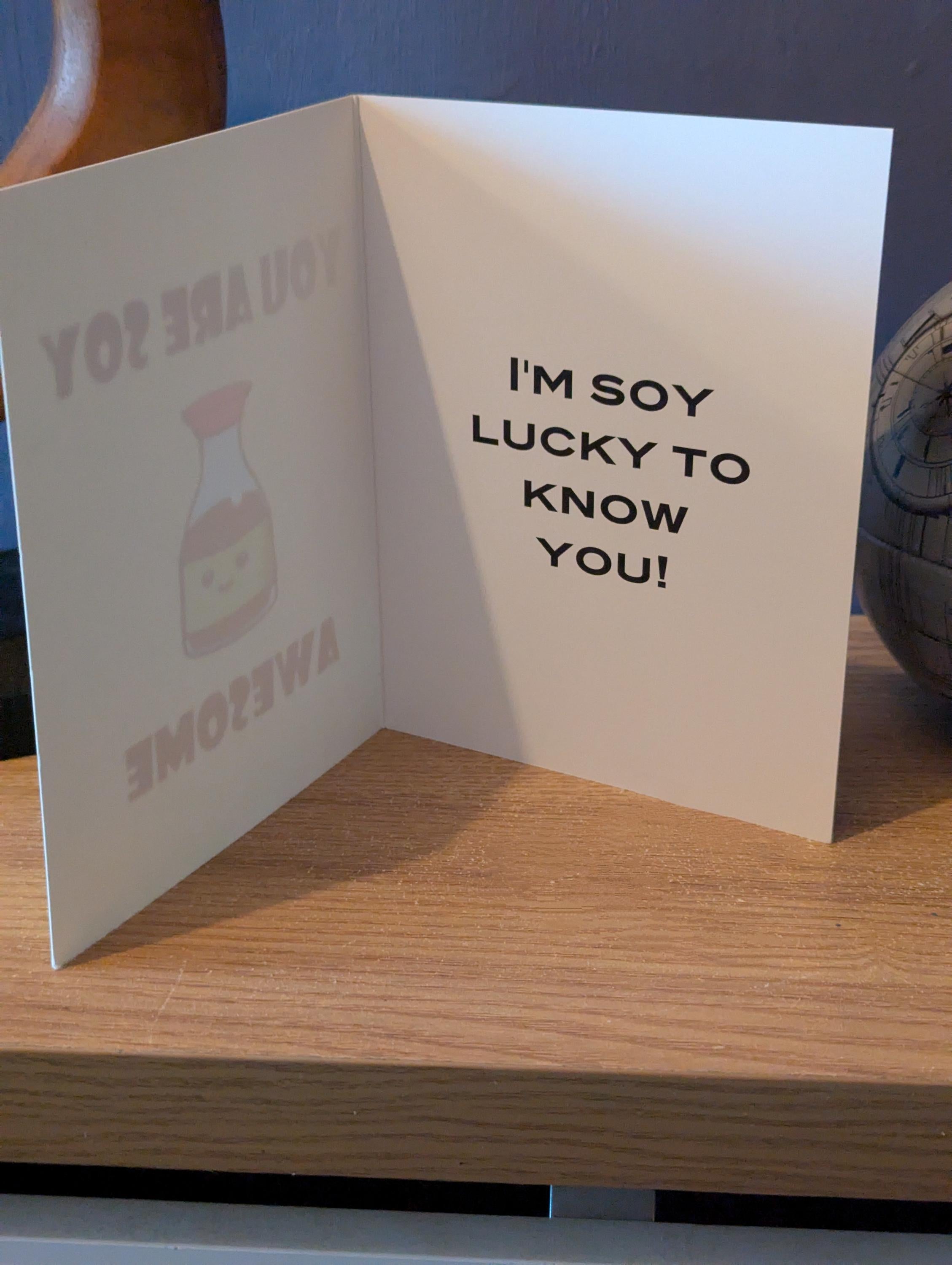 Cute Kawaii Sushi Greetings Cards, Birthday, Valentines, Anniversary, funny, puns (You Maki Miso Happy / You are so Awesome ) Folding Card.