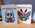 Mothman or Yeti Christmas Cards, Greetings Nerdy Xmas. Abominable Snowman, Cute Cryptid, Pun, Funny Folding Card Happy Holidays