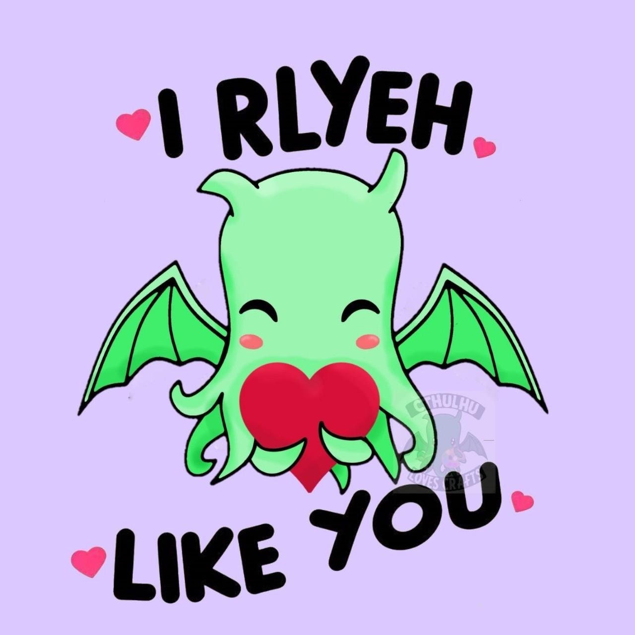 Cthulhu, Shoggoth or Hastur Valentines Day, Birthday, Romantic, Anniversary. I Rlyeh like you greetings card H.P. Lovecraft Mythos Card