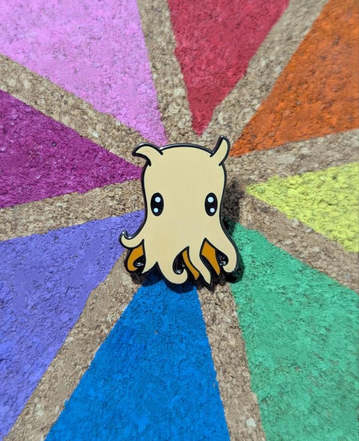 Cute Ocean Critters - enamel or acrylic pins flapjack octopus, pink axolotl, umbrella squid, lapel / brooch/ badge marine creature'sgift