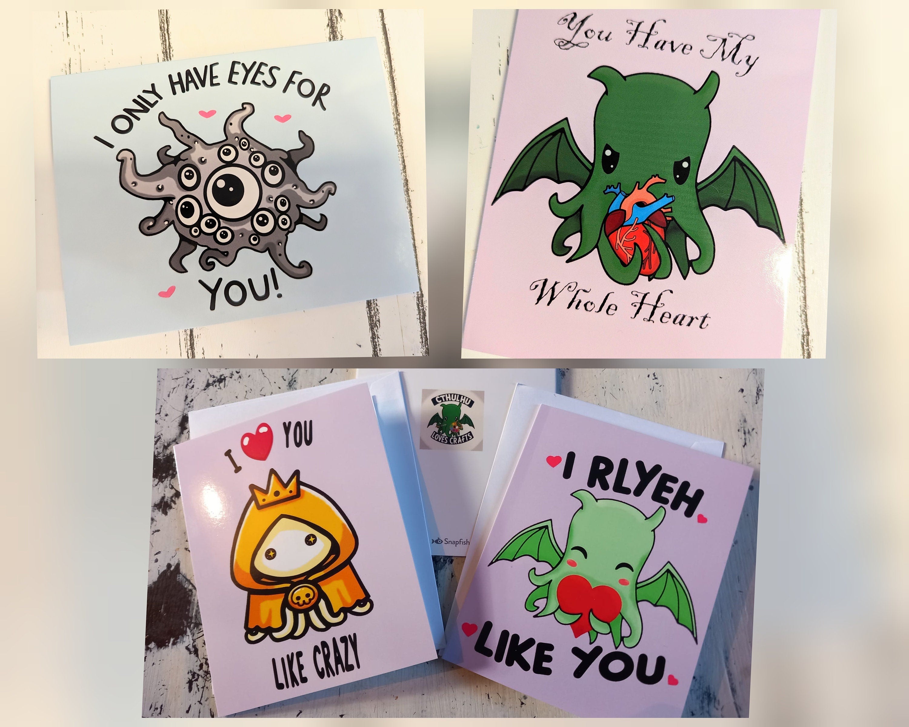 Cthulhu, Shoggoth or Hastur Valentines Day, Birthday, Romantic, Anniversary. I Rlyeh like you greetings card H.P. Lovecraft Mythos Card