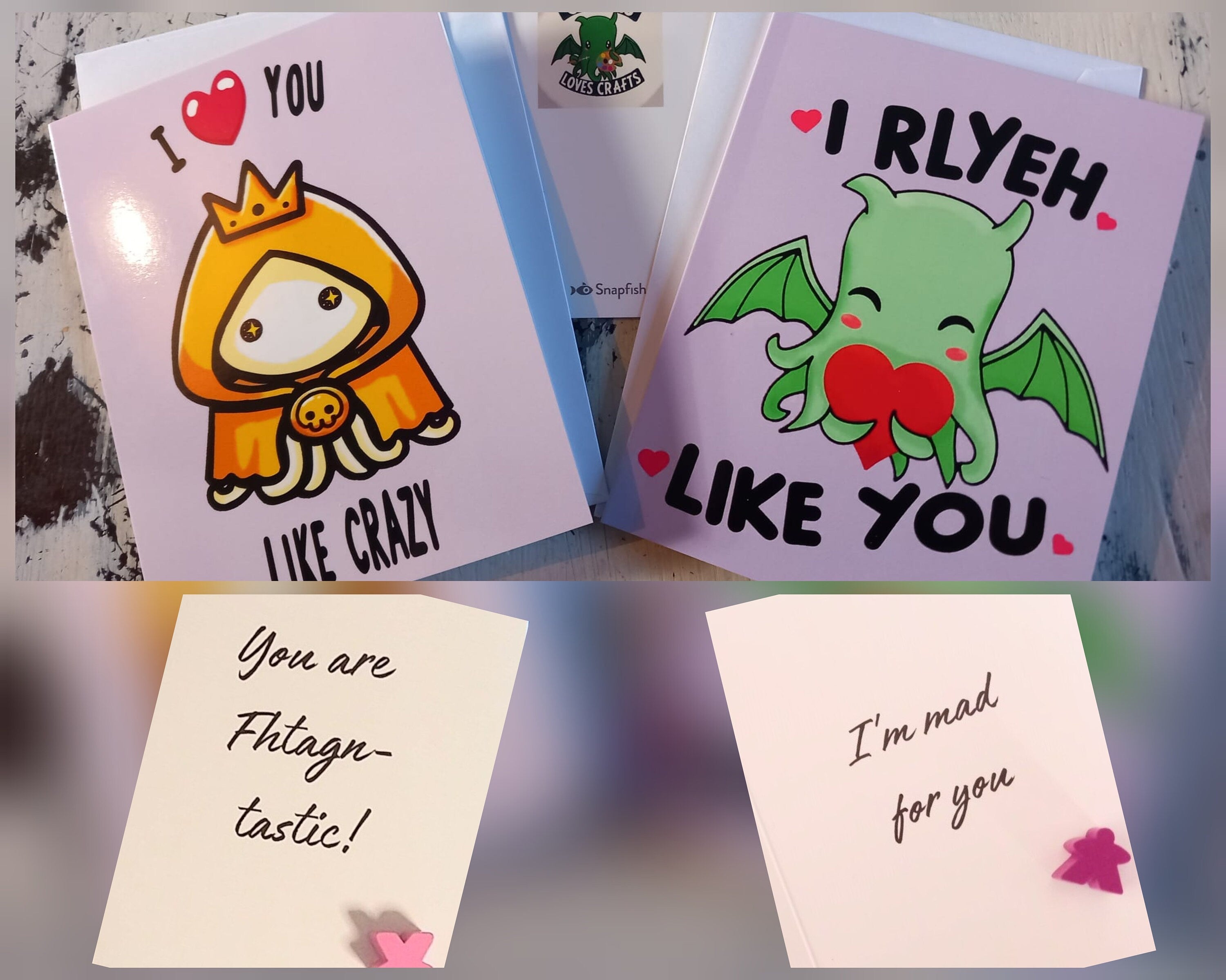 Cthulhu, Shoggoth or Hastur Valentines Day, Birthday, Romantic, Anniversary. I Rlyeh like you greetings card H.P. Lovecraft Mythos Card