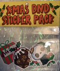 A Christmas-themed sticker pack in clear plastic packaging, featuring a yellow card labeled 'XMAS DND STICKER PACK'
