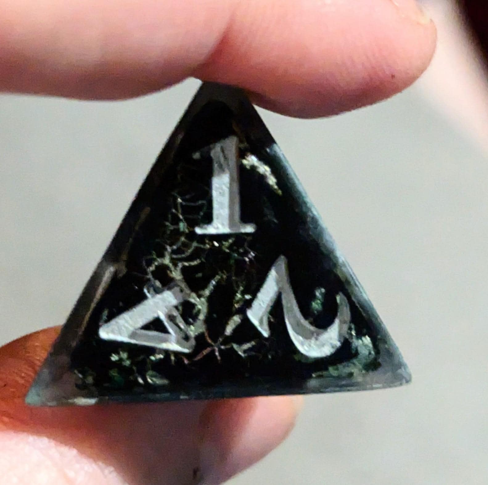 Night Tempest (Crackle effect) - Black and Silver 7 pcs Polyhedral Resin Dice Set, D&D DND Handmade Dice, Rpg Sharp edge.