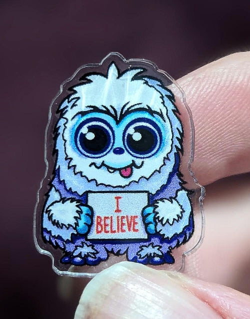 Cute Cryptids I Believe Acrylic Pins, Loch Ness Monster, Mothman, Yeti, Gray alien, Lapel / Brooch / Badge Pin Set / Accessories