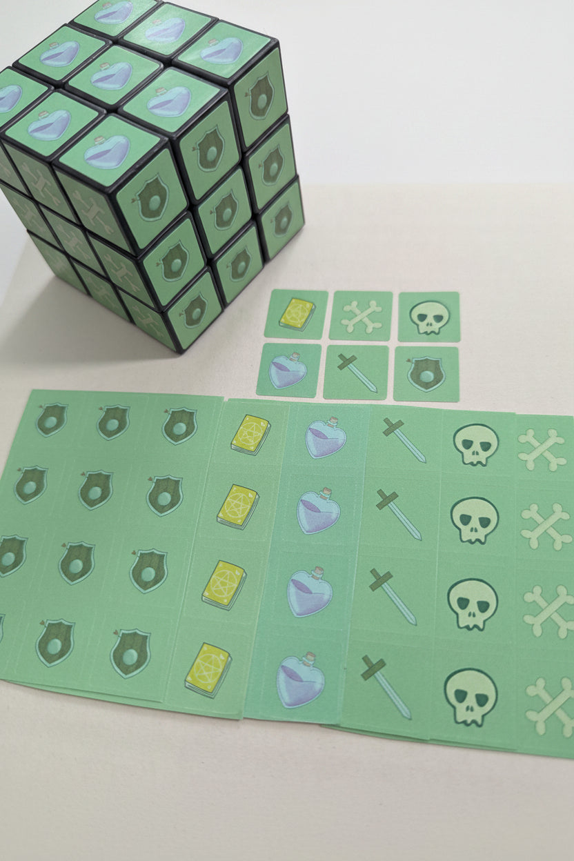 Gelatinous cube rubiks cube toy puzzle d&d monster gamer TTRPG gift (goo ooze blob) Goobiks Cube speed cube stickers, DIY DnD present