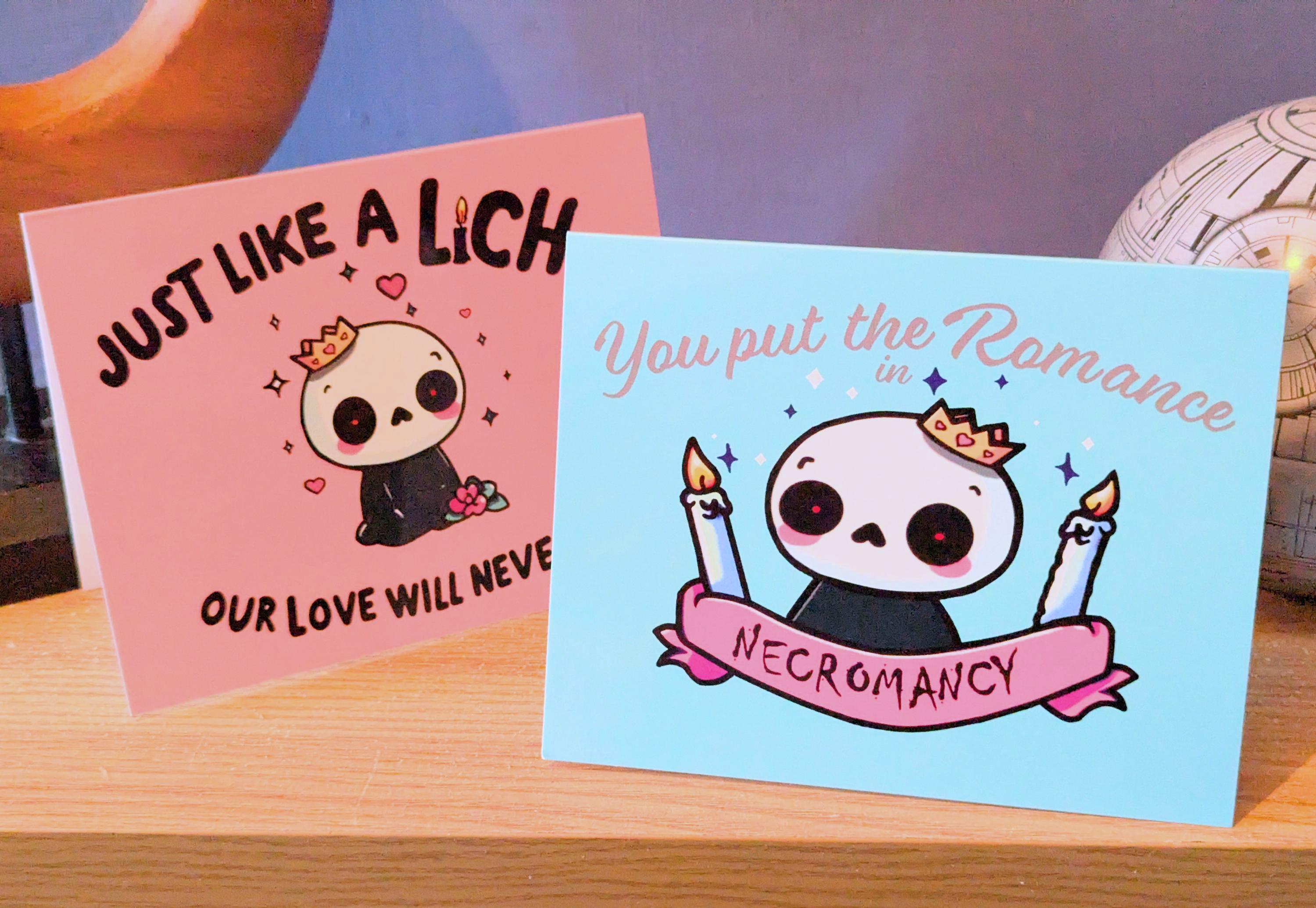 Dungeons and Dragons Monster - Cute Lich Valentine's, Birthday, Greetings Cards, Nerdy, D&D, Dark Humor, Funny Puns, TTRPG folding card.