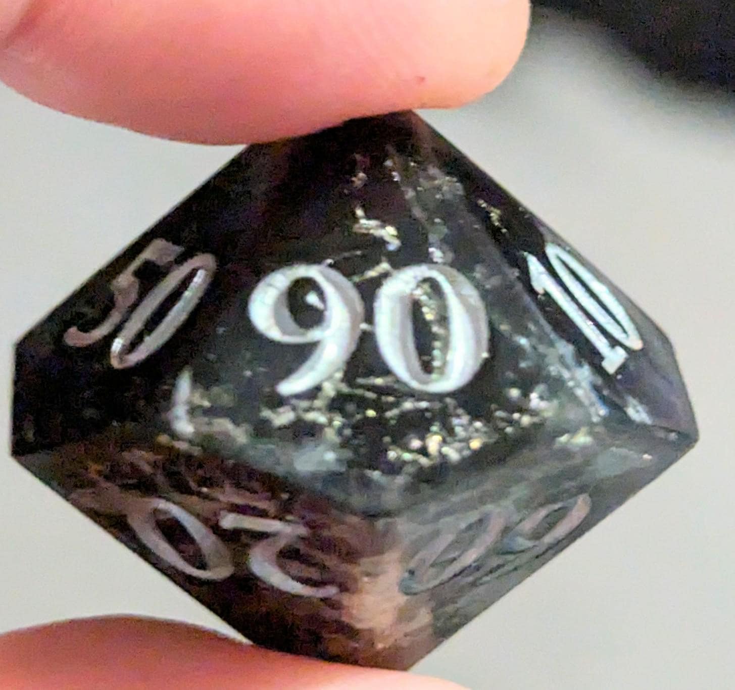 Night Tempest (Crackle effect) - Black and Silver 7 pcs Polyhedral Resin Dice Set, D&D DND Handmade Dice, Rpg Sharp edge.