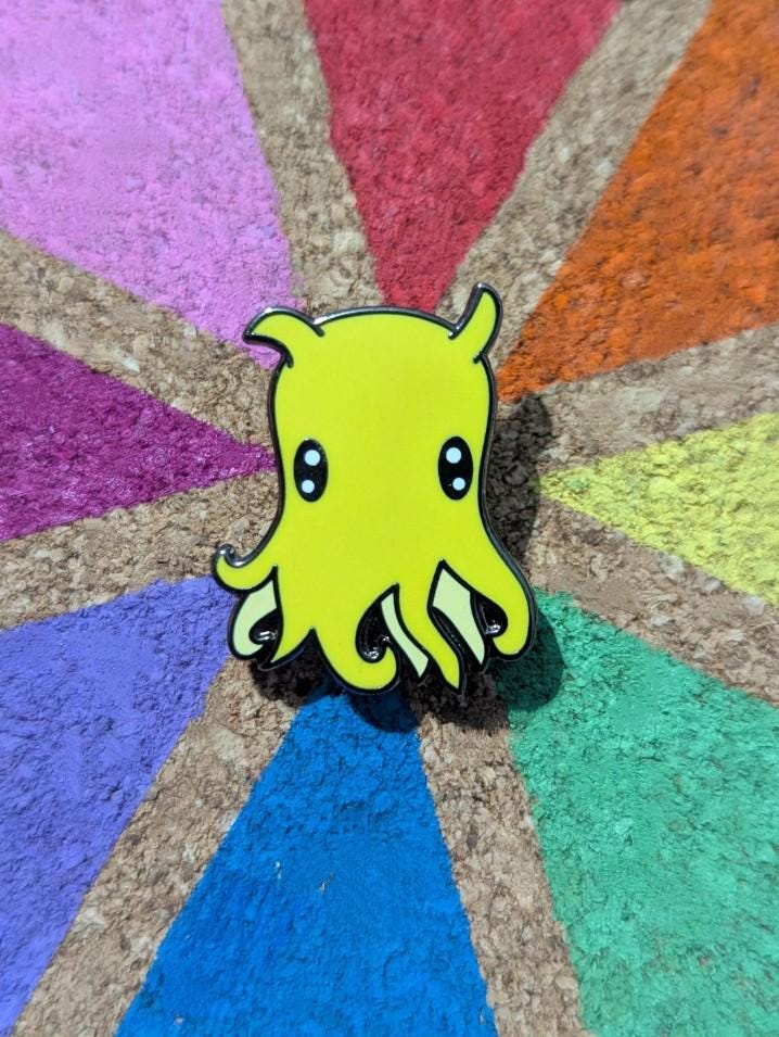 Cute Ocean Critters - enamel or acrylic pins flapjack octopus, pink axolotl, umbrella squid, lapel / brooch/ badge marine creature'sgift
