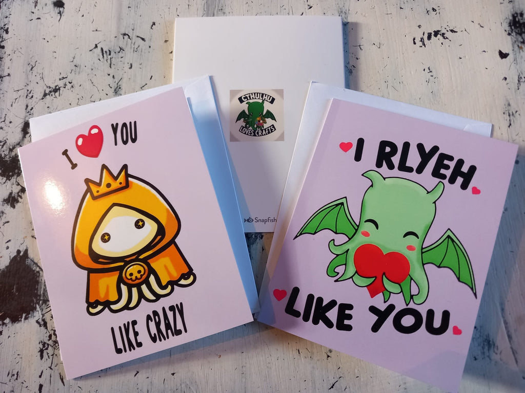 Cthulhu, Shoggoth or Hastur Valentines Day, Birthday, Romantic, Anniversary. I Rlyeh like you greetings card H.P. Lovecraft Mythos Card