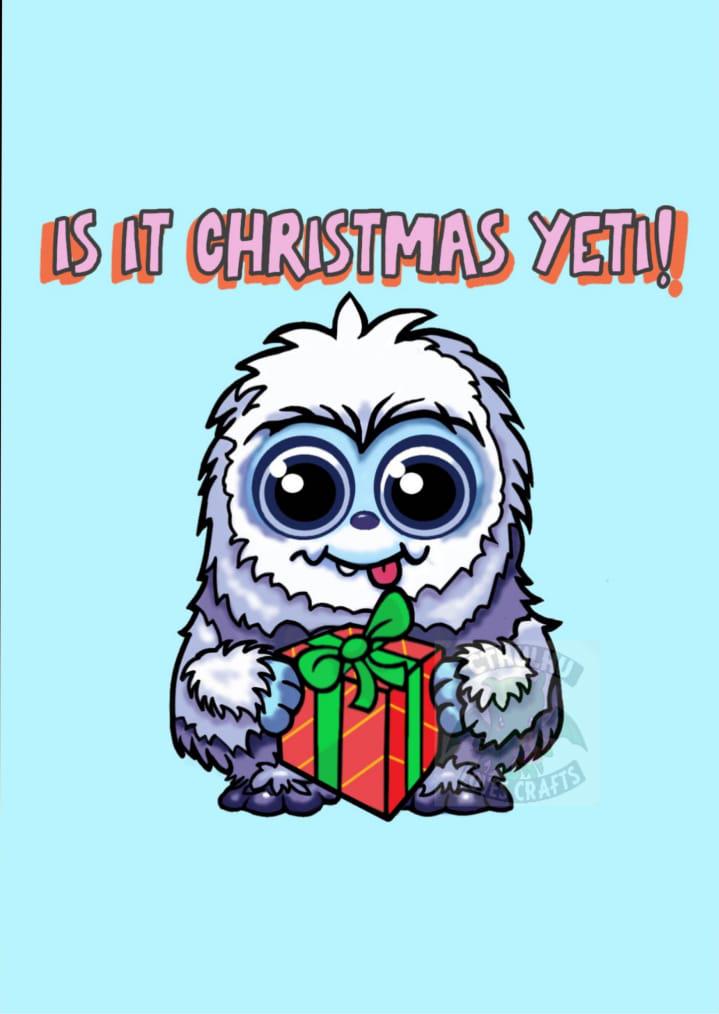 Mothman or Yeti Christmas Cards, Greetings Nerdy Xmas. Abominable Snowman, Cute Cryptid, Pun, Funny Folding Card Happy Holidays