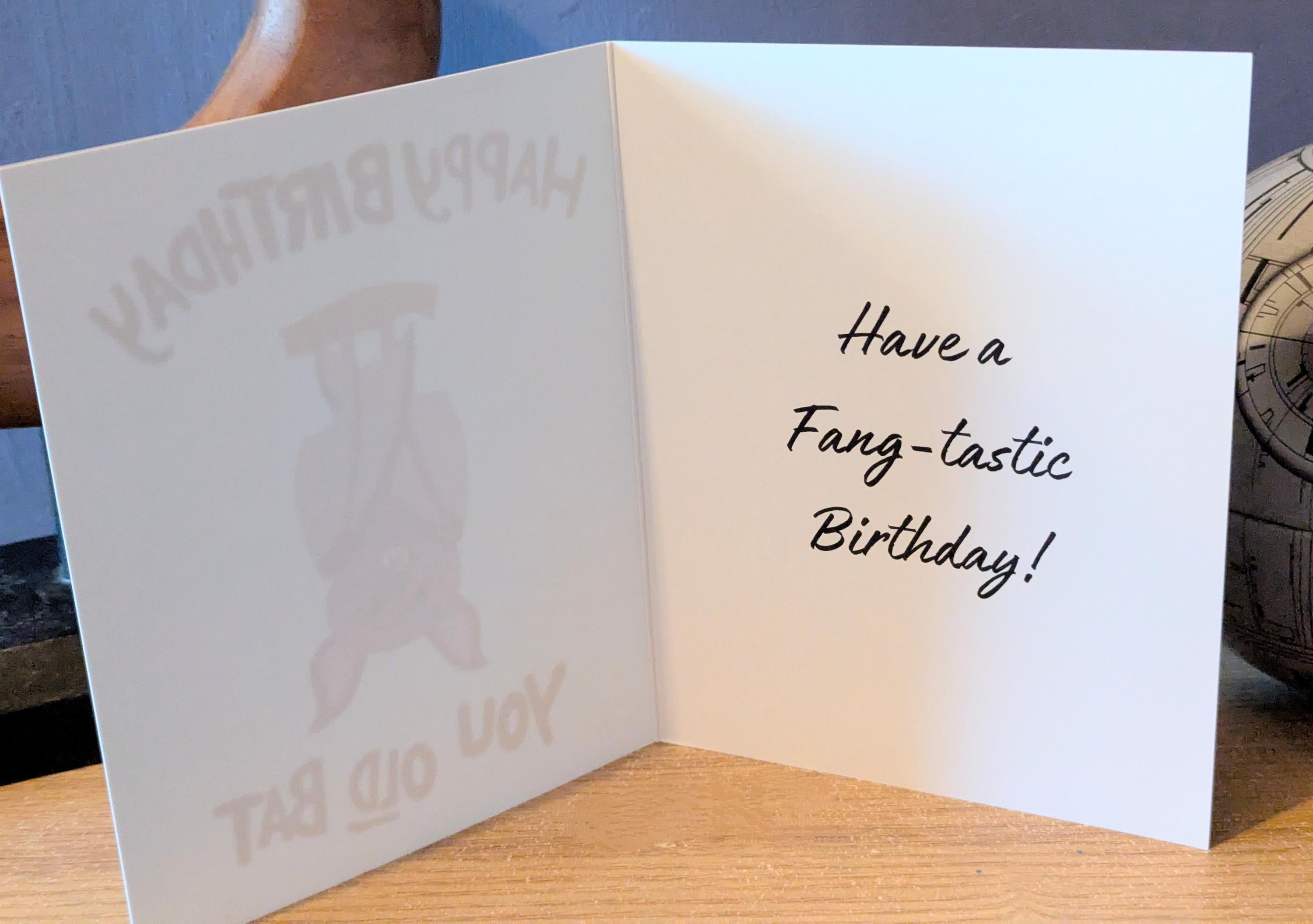 Purple Vampire Bat Birthday, Greetings Cards, Nerdy, Happy Birthday You Old Bat, Dark Humor, funny puns Folding Card.