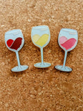 Enamel Pin Cute heart-shaped red wine, white wine or pink wine chalice, goblet, glass - soft enamel lapel pin/brooch/badge wine lovers gift