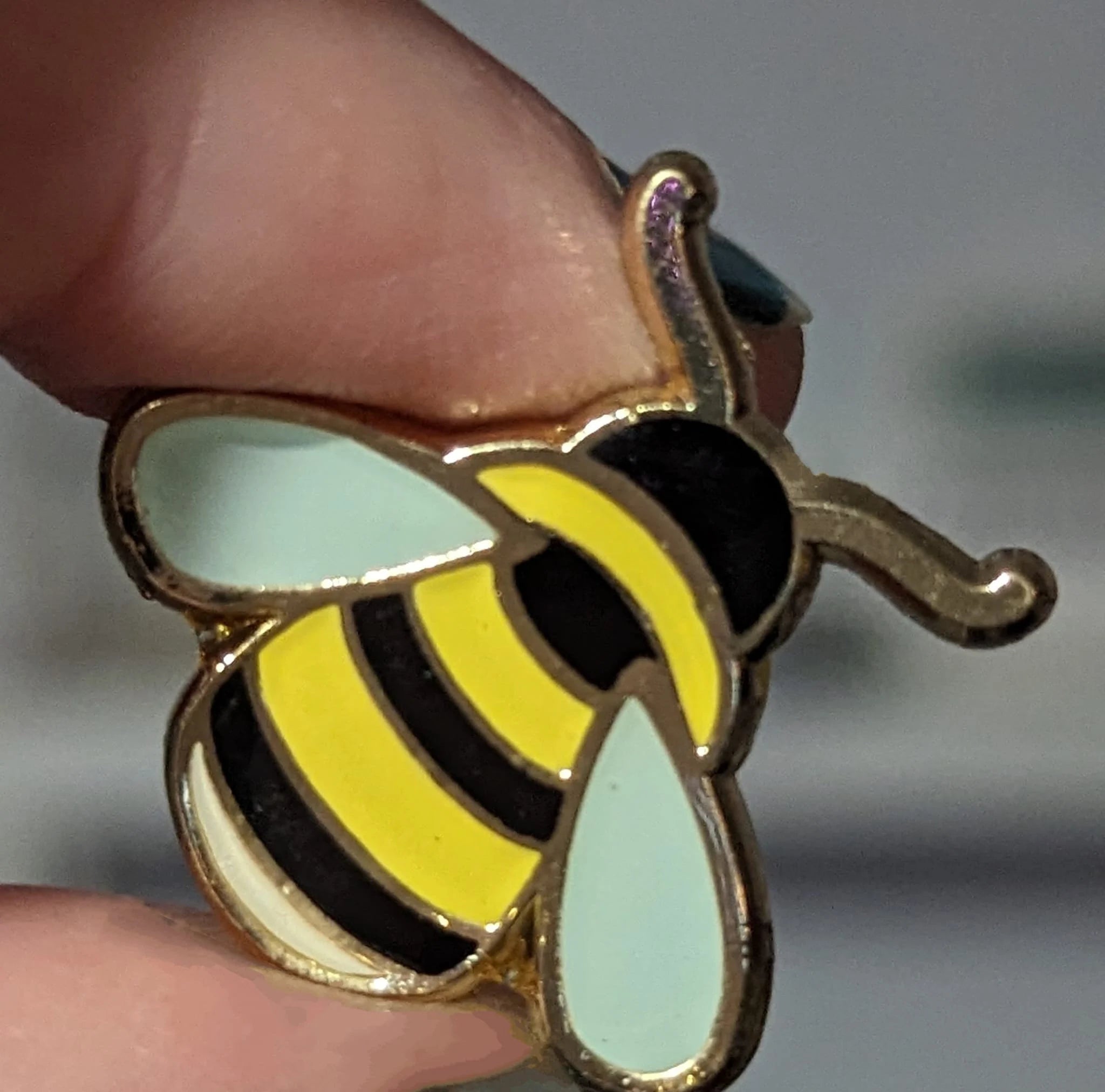 Bee & Flower hidden semi-colon mental health enamel pins, Cute honeybee with flowers lapel, badges, soft enamel with epoxy coating