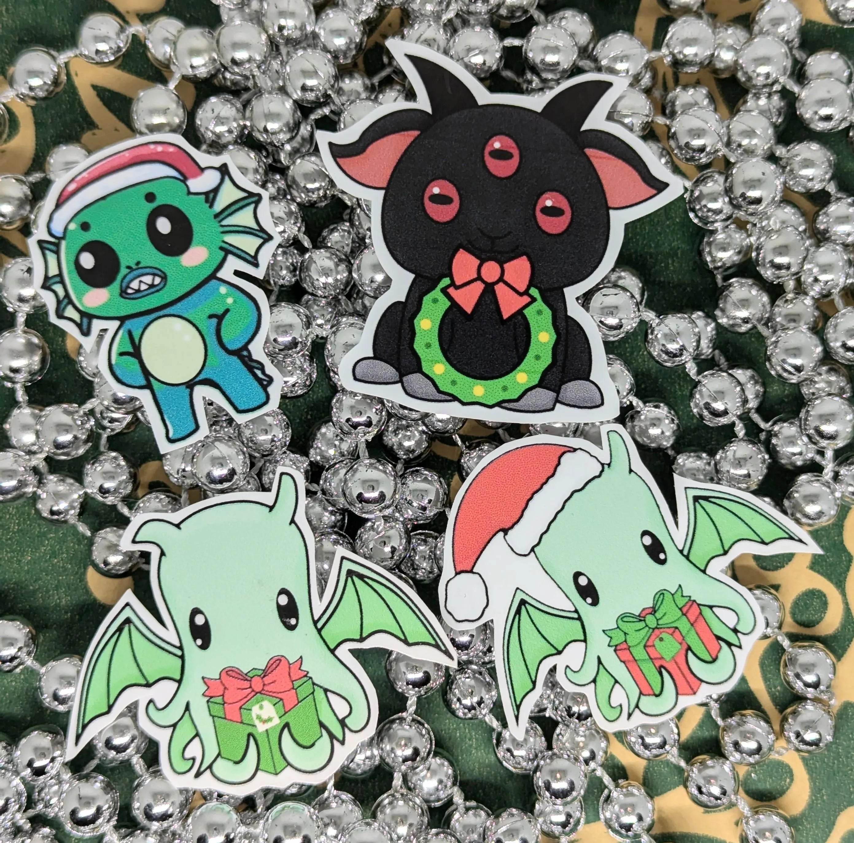 Vinyl Christmas Stickers, Dungeons and Dragons, DND, D&D, RPG, Cthulhu, COC or Cryptid Xmas Festive Sticker Packs.