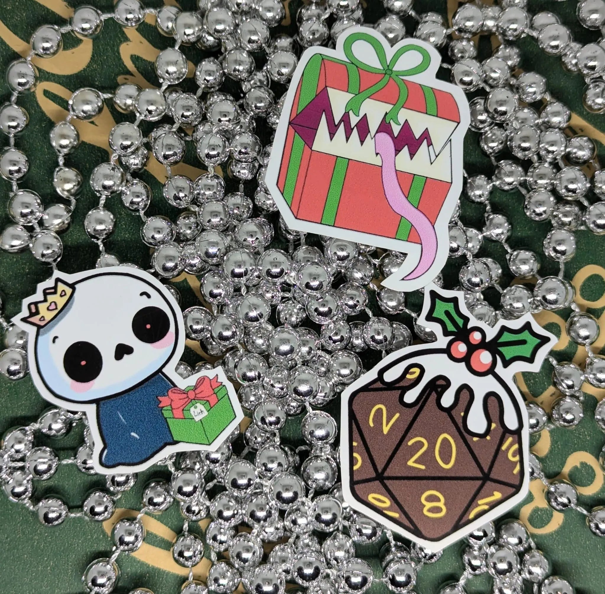 Vinyl Christmas Stickers, Dungeons and Dragons, DND, D&D, RPG, Cthulhu, COC or Cryptid Xmas Festive Sticker Packs.