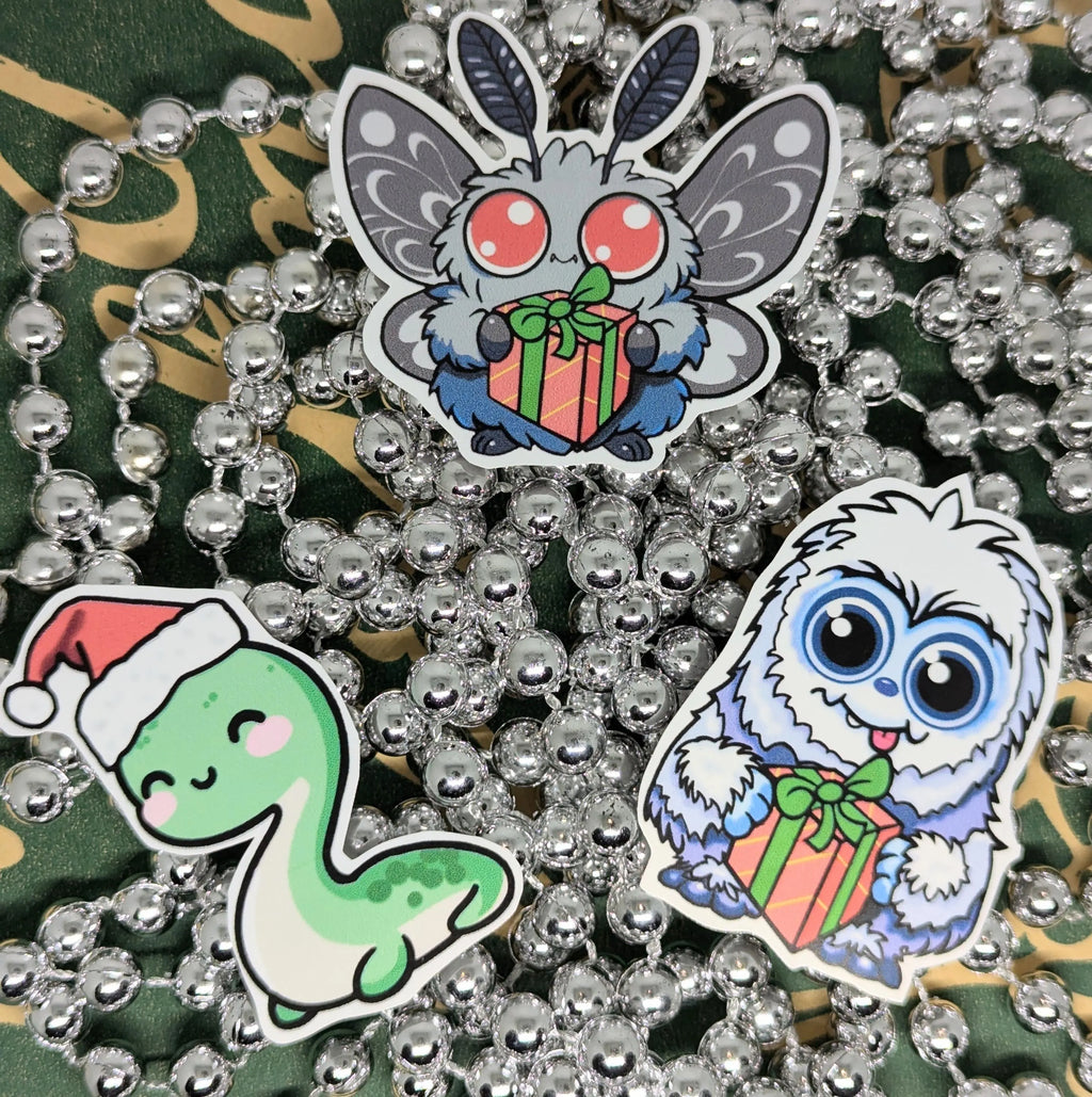 Vinyl Christmas Stickers, Dungeons and Dragons, DND, D&D, RPG, Cthulhu, COC or Cryptid Xmas Festive Sticker Packs.