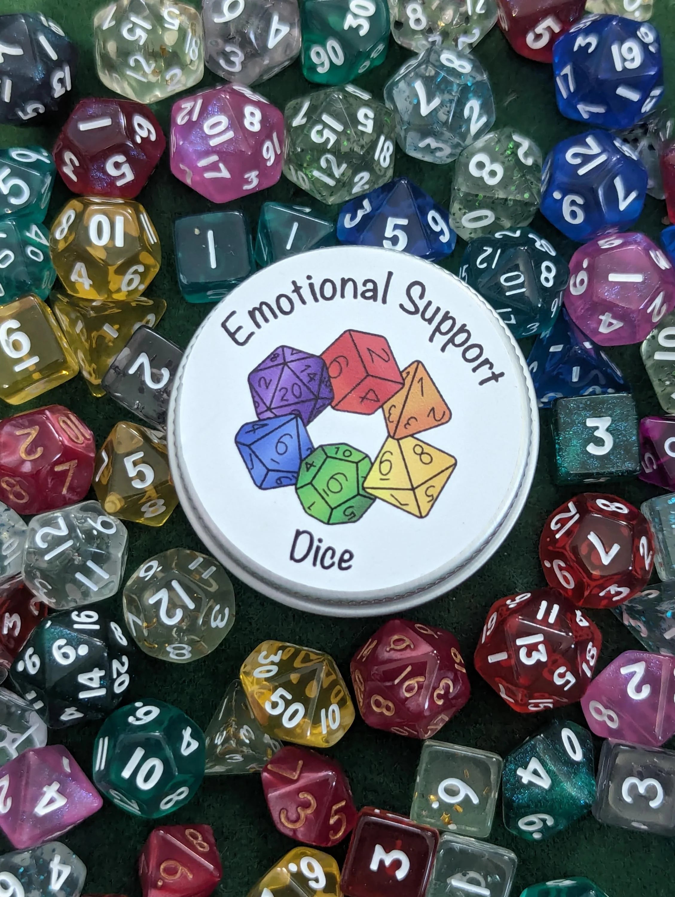 Mini Dice tin and mini 7 pcs polyhedral dice set for Dungeon and Dragons TTRPG Role Playing Games, Emotional Support Dice, Pocket Dice