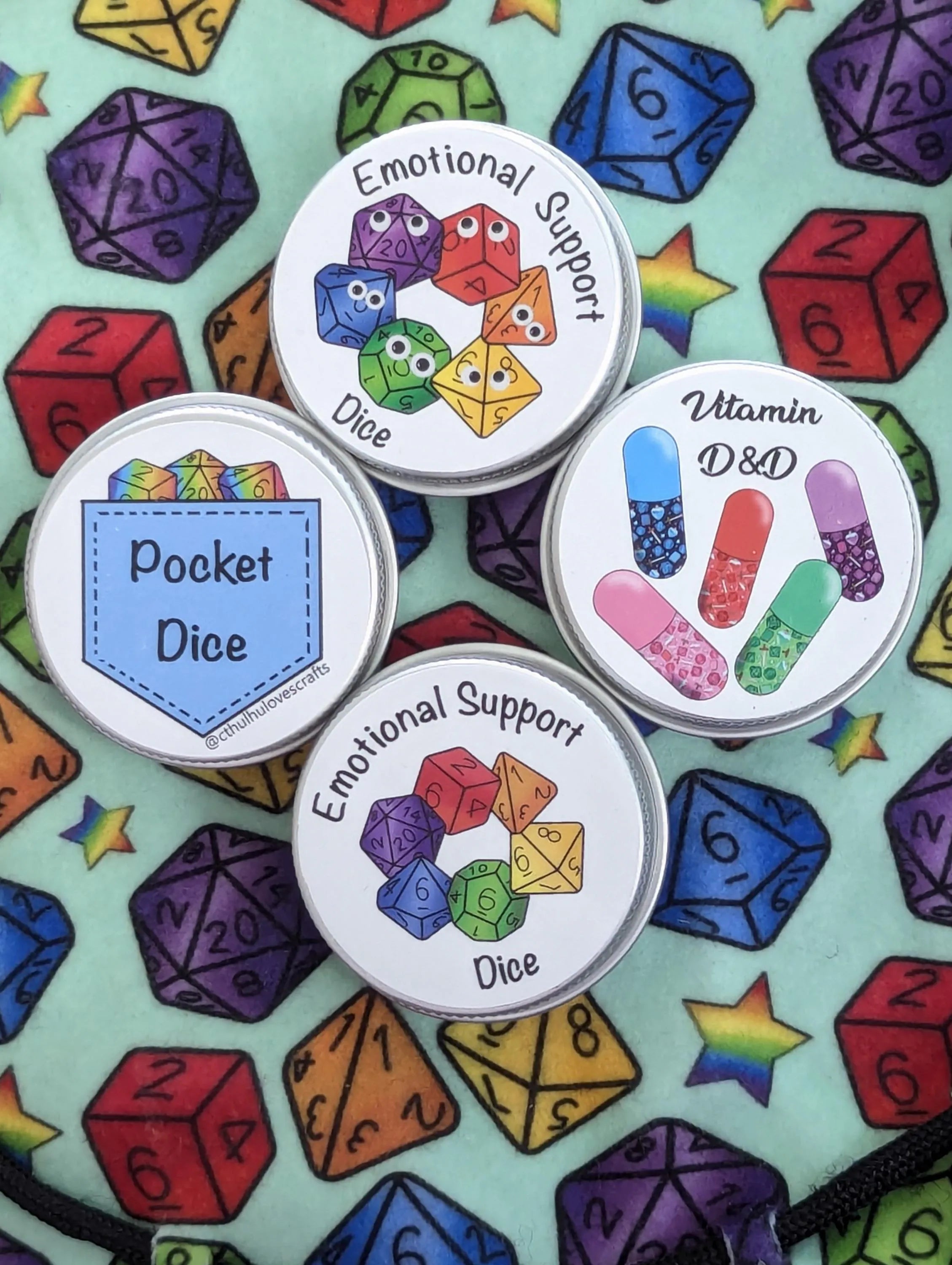 Mini Dice tin and mini 7 pcs polyhedral dice set for Dungeon and Dragons TTRPG Role Playing Games, Emotional Support Dice, Pocket Dice