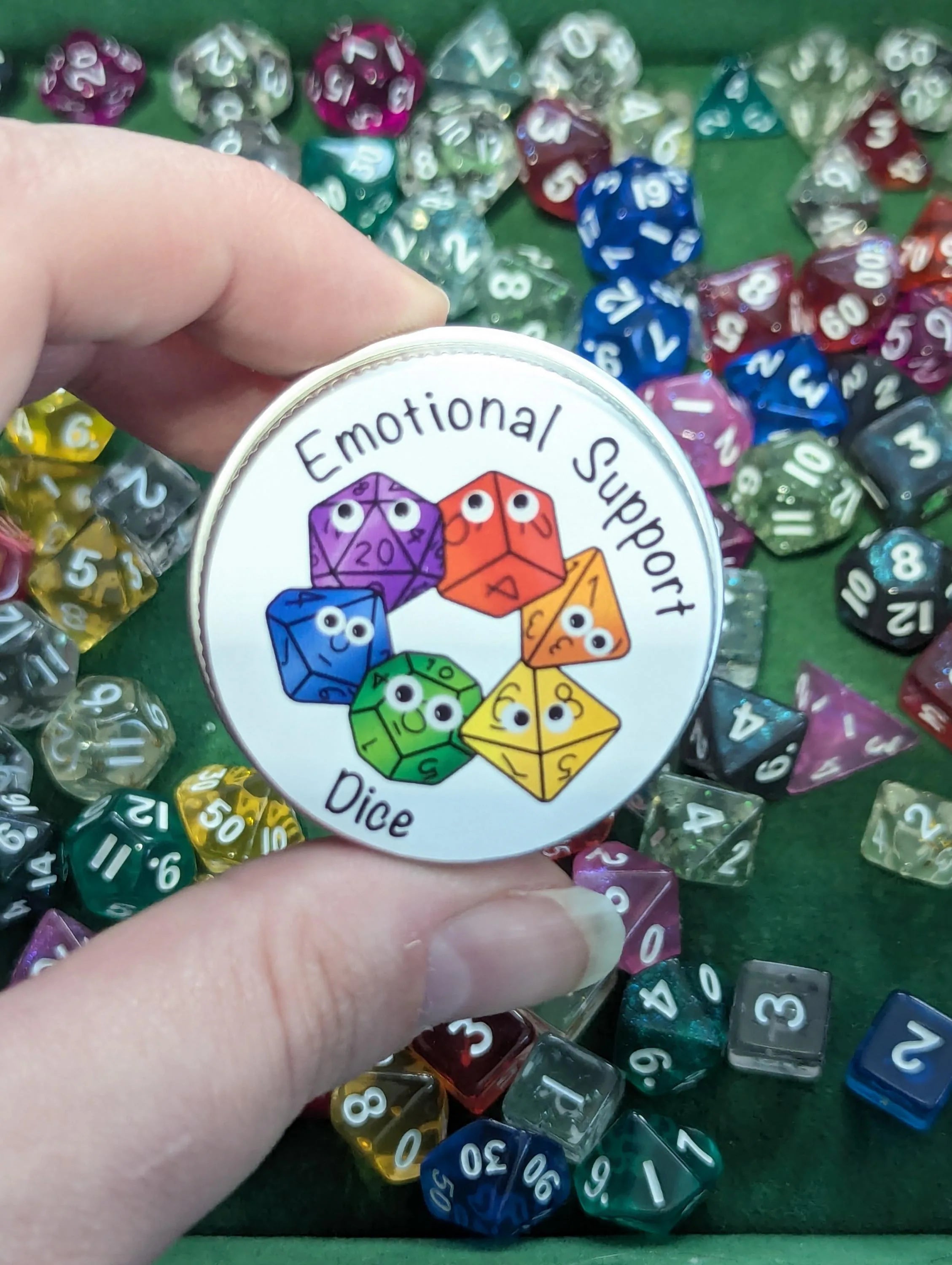 Mini Dice tin and mini 7 pcs polyhedral dice set for Dungeon and Dragons TTRPG Role Playing Games, Emotional Support Dice, Pocket Dice