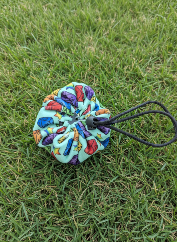 Fleece Dice Bags - Adventuring Items , Dice, Meeple & Board Game Items - Repeat Pattern fabric DND, D&D, TTRPG Accessories.