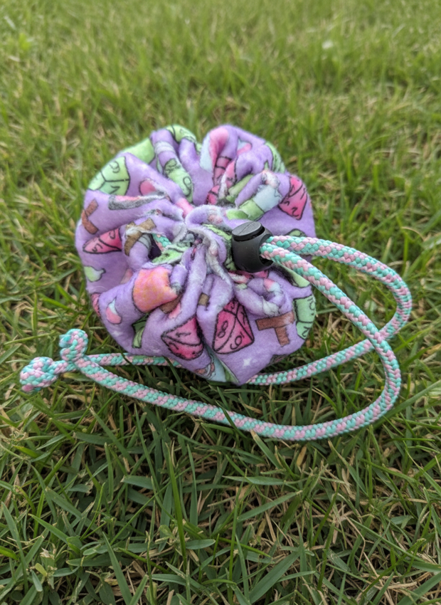 Fleece Dice Bags - Adventuring Items , Dice, Meeple & Board Game Items - Repeat Pattern fabric DND, D&D, TTRPG Accessories.